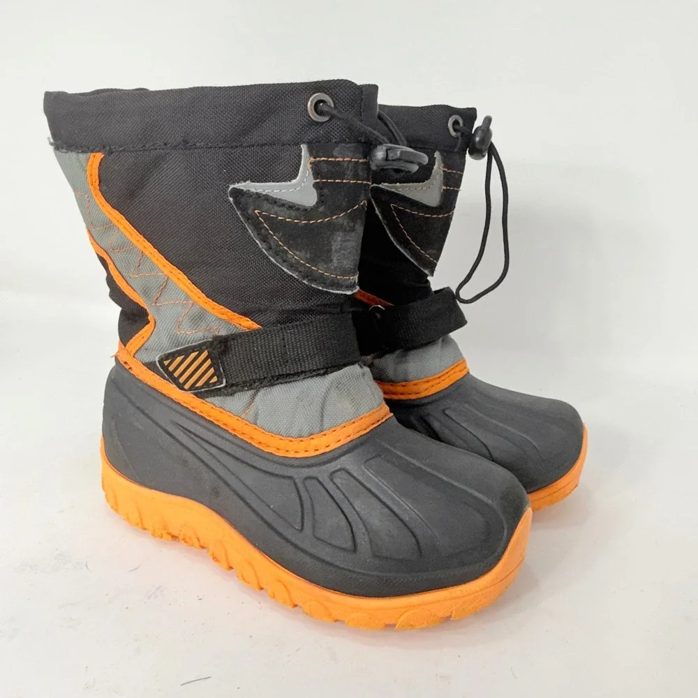 Kids Black Grey Orange Insulated Snow Boots Size 9 552370741 WMBTOT4490000-0814